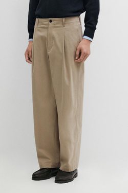 Massimo Dutti Брюки-бананы с защипами, бежевый