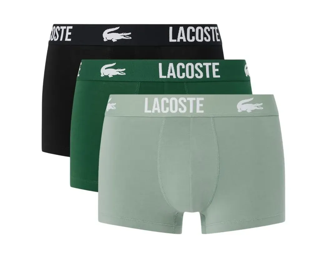 Мужские спортивные боксеры Lacoste Stretch Cotton Trunks 3P - lichen/green/black