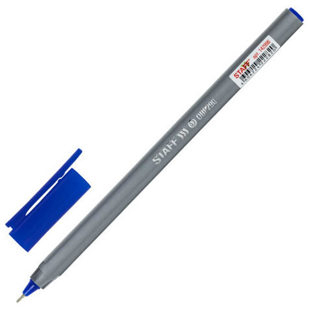 Ручка шариковая масляная STAFF EVERYDAY OBP-290, 1шт, СИНЯЯ, трехгранная, узел 0,7 мм, линия письма 0,35 мм, 142996