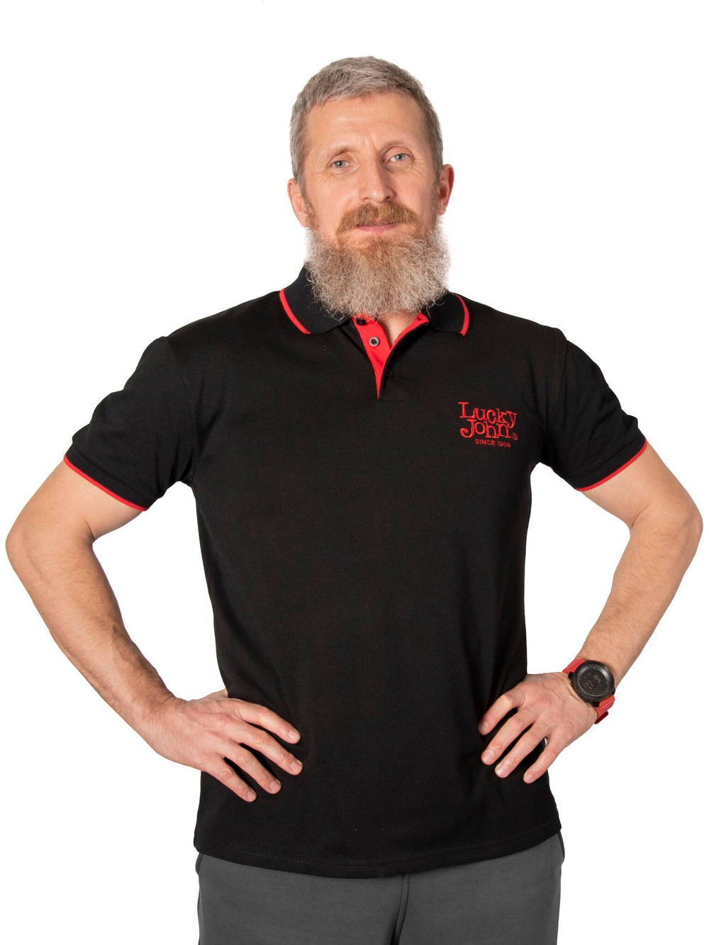 Рубашка поло Lucky John BLACK 05 р.XXL