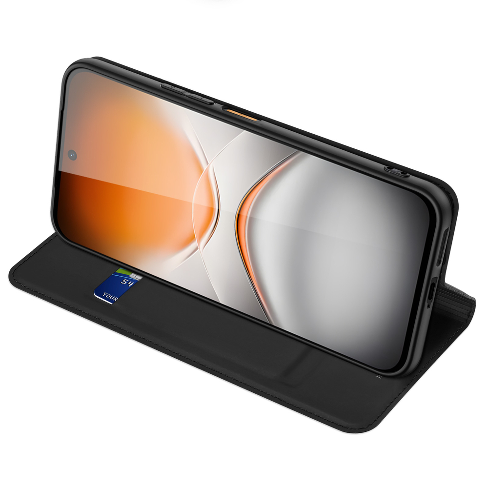 Чехол книжка из кожи черного цвета для Tecno Pova 8 Pro 5G, серия Skin Pro Series от Dux Ducis