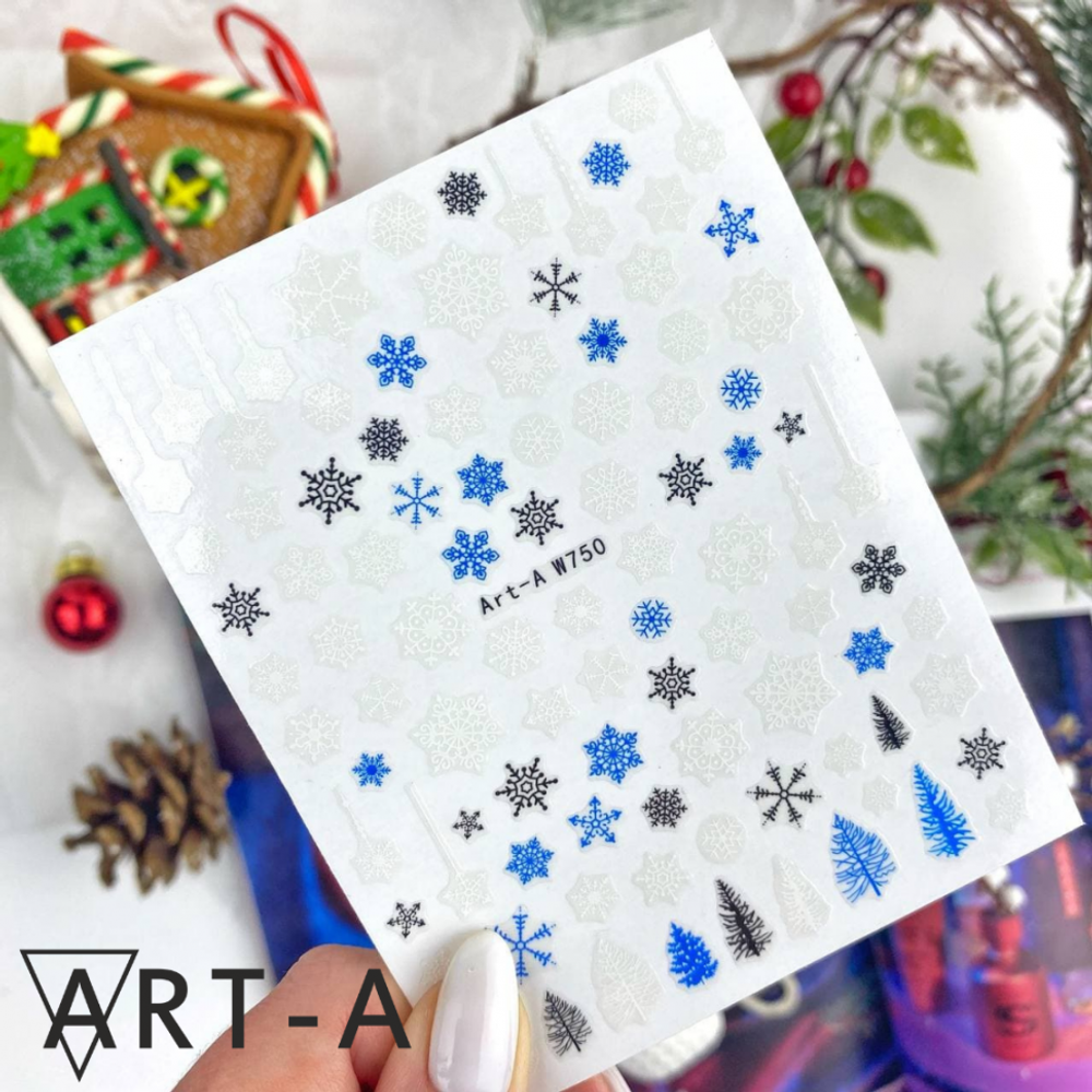 Art-A Наклейки для дизайна ногтей W750 Снежинки