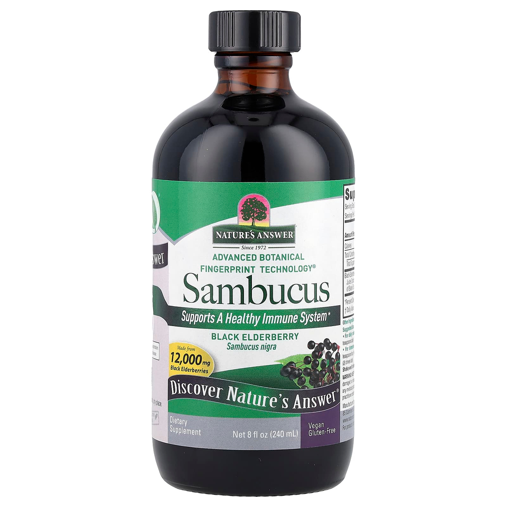 Nature's Answer, Sambucus, черная бузина, без спирта, 2500 мг, 240 мл (8 жидк. Унций)