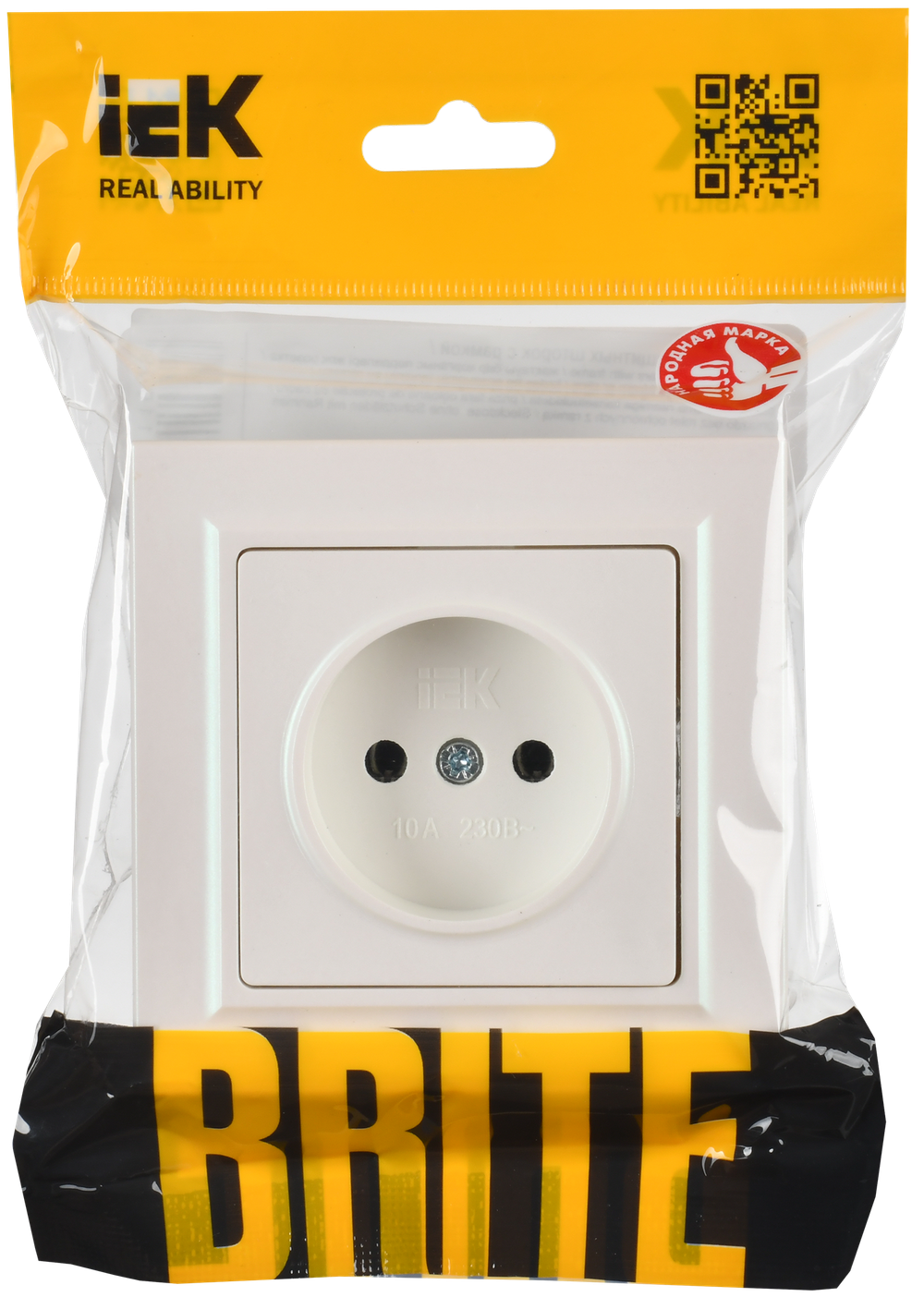 BRITE Розетка 1-местная без заземления без защитных шторок 10А в сб. РСР10-1-0-БрЖ жемчуг IEK