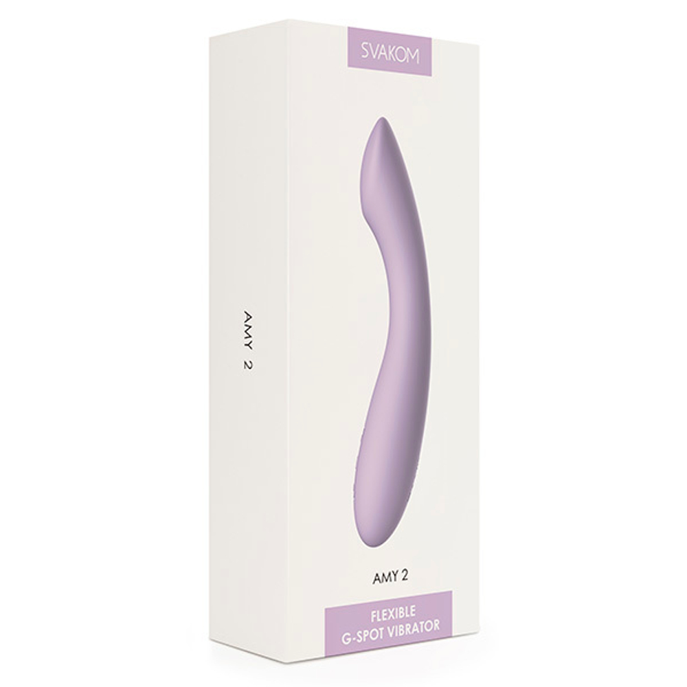 Сиреневый изогнутый вибратор 17,4см для стимуляции точки G Svakom Amy 2 Strong Flexible G-Spot Vibrator SUV-02C-PL