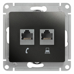 GLOSSA РОЗЕТКА двойная RJ11+RJ45 кат.5e, механизм, АНТРАЦИТ