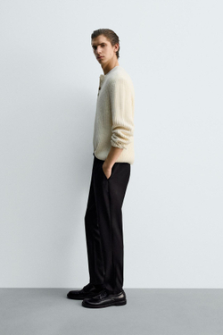 ZARA БРЮКИ SLIM FIT COMFORT, ЧЕРНЫЙ