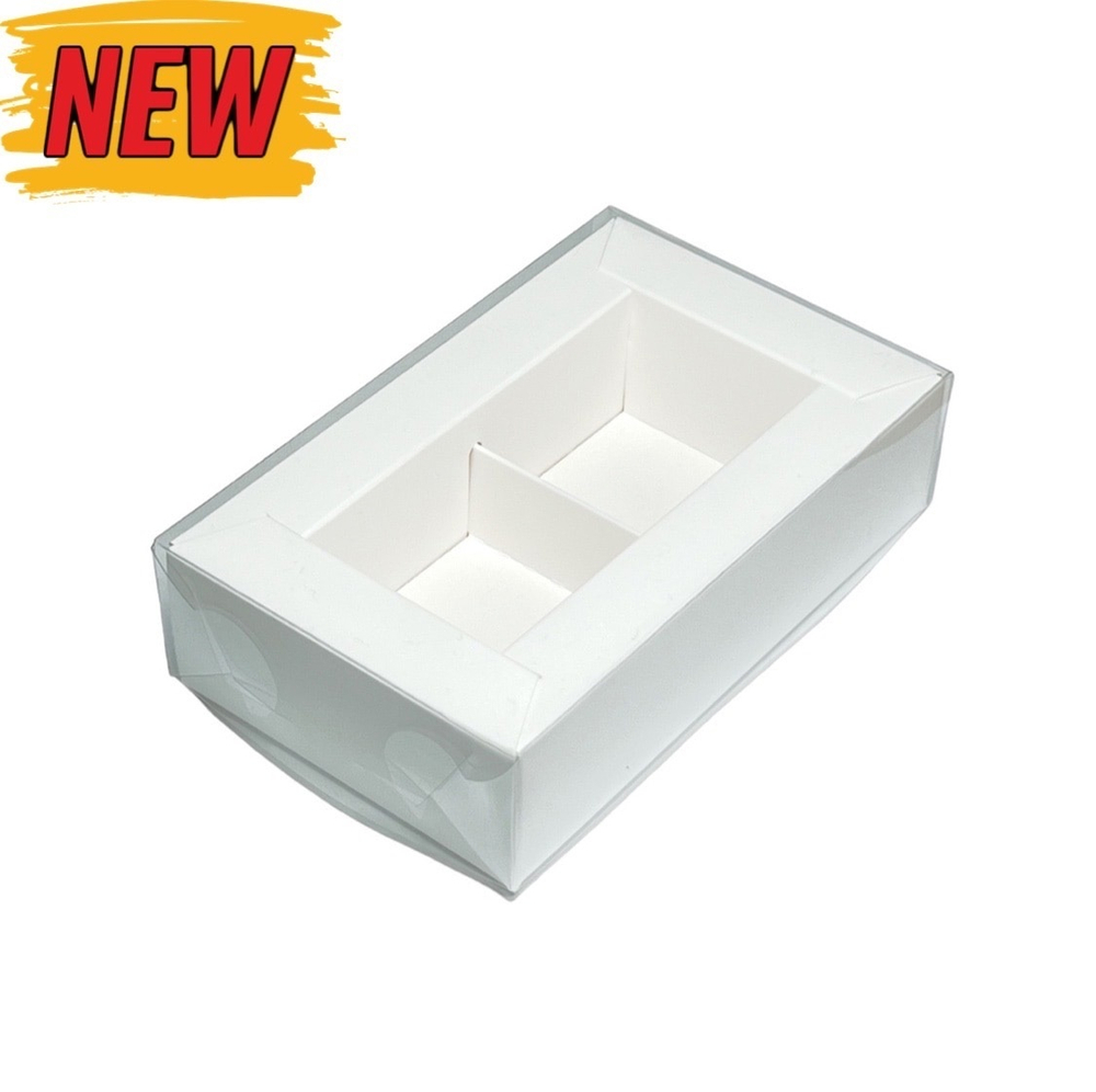 Коробка для конфет с пластиковой крышкой 115*70*30 мм (2) (белая), 50шт