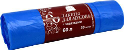 Мешки мусорные с завязкой 60л 60х70см 10мкм Оптимум (30/960шт)