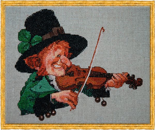 Набор для вышивания нитками Nimue, The Green Violin (Зеленый скрипач), 14х12 см