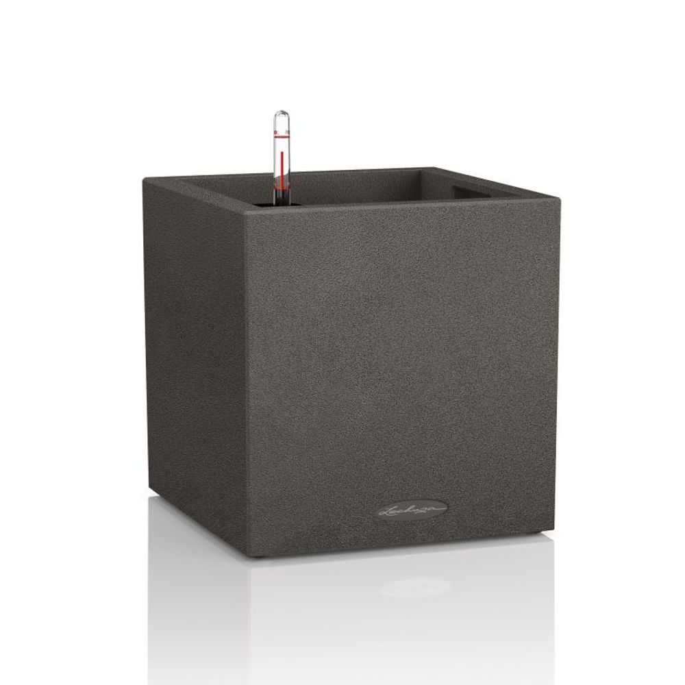 Кашпо Lechuza "Canto Square Complete graphite black" (пластик), 40х40хН40 см