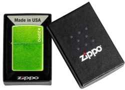 Зажигалка ZIPPO Logo с покрытием Lurid, латунь/сталь, зеленая, глянцевая, 38x13x57 мм, шт