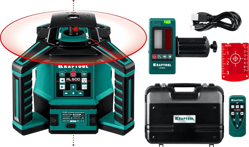 KRAFTOOL RL600, 600 м, ротационный лазерный нивелир (34600)