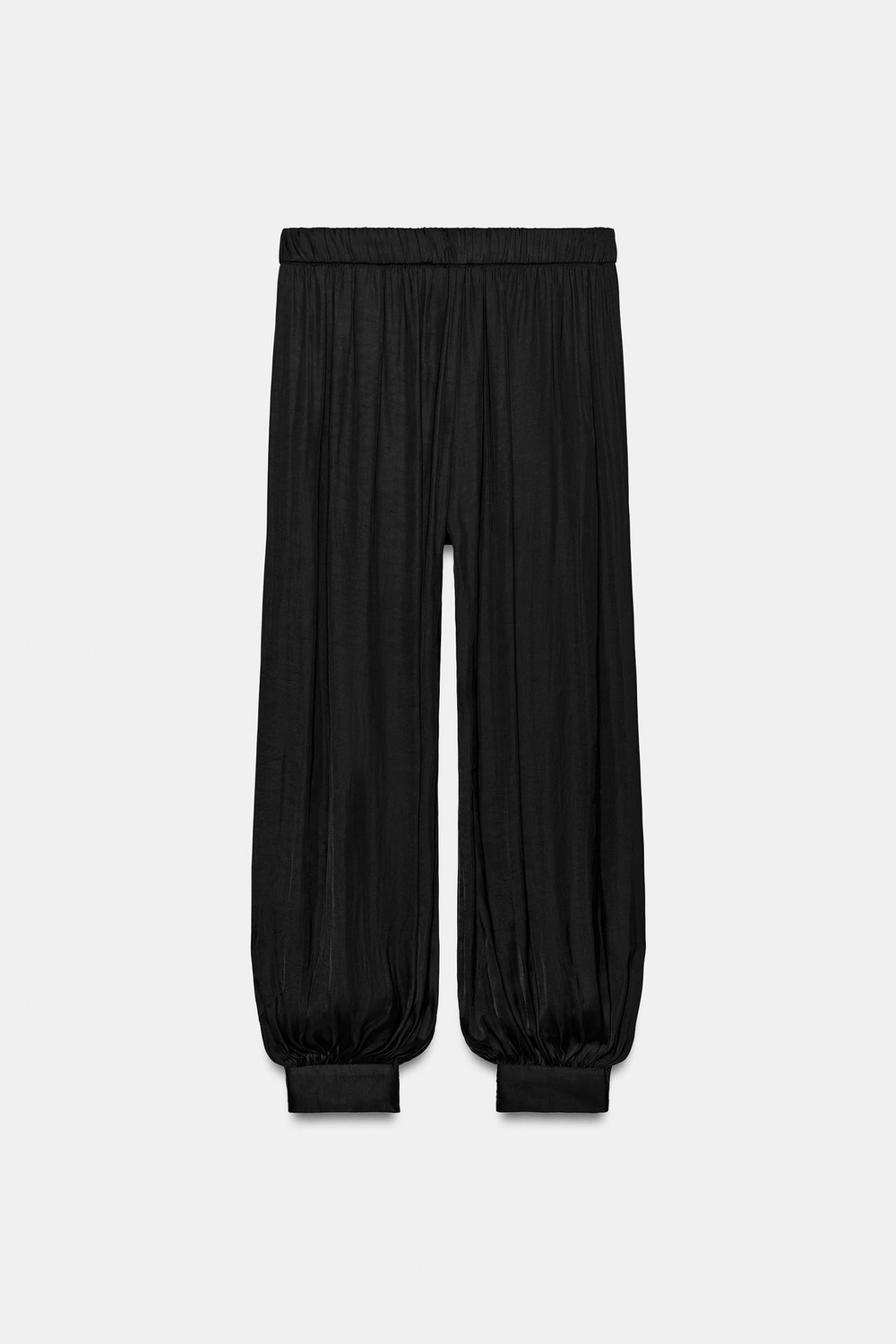 ZARA АТЛАСНЫЕ БРЮКИ-БАЛЛОНЫ — ZW COLLECTION, ЧЕРНЫЙ