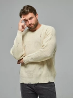 Молочный рваный джемпер