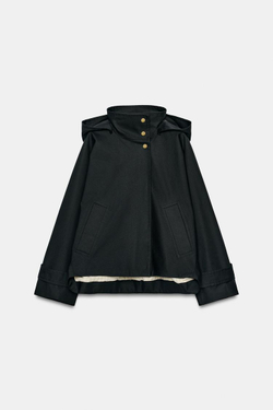 ZARA ДВУБОРТНАЯ КУРТКА WATER-REPELLENT — ZW COLLECTION, ТЕМНО-СИНИЙ