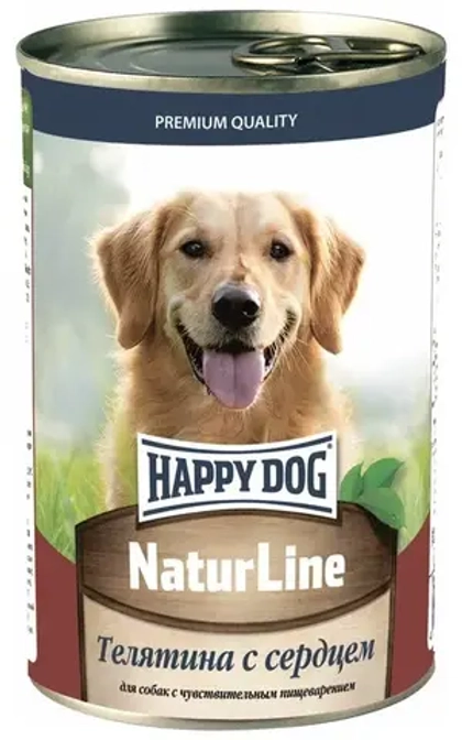 HAPPY DOG Консервы для собак Телятина с сердцем для собак, 410 г