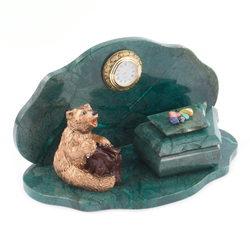 Часы со шкатулкой "Медведь" 265х135х145 мм 2500 гр.  R119771