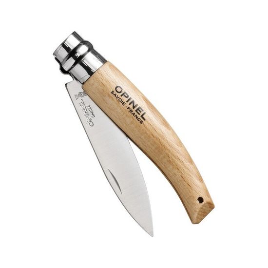 Складной нож Opinel №8 садовый, нержавеющая сталь, коробка c клинком из стали Sandvik™ 12С27, рукоять дерево (Бук)