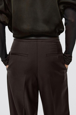 Massimo Dutti Брюки из смесовой шерсти, приталенный крой - Limited Edition, шоколадно-коричневый