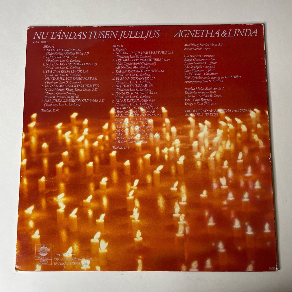 Винтажная виниловая пластинка LP Agnetha and Linda Nu Tandas Tusen Juleljus (From ABBA) (Швеция 1981)