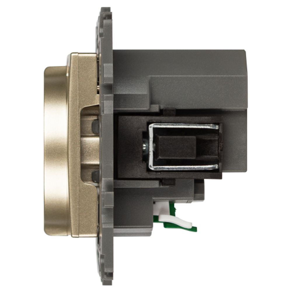 Розетка ЭРА Elegance 14-4108-04 2P+E 16A-250В со шторками с USB type-A+C 5В-3А шампань | Эра Elegance
