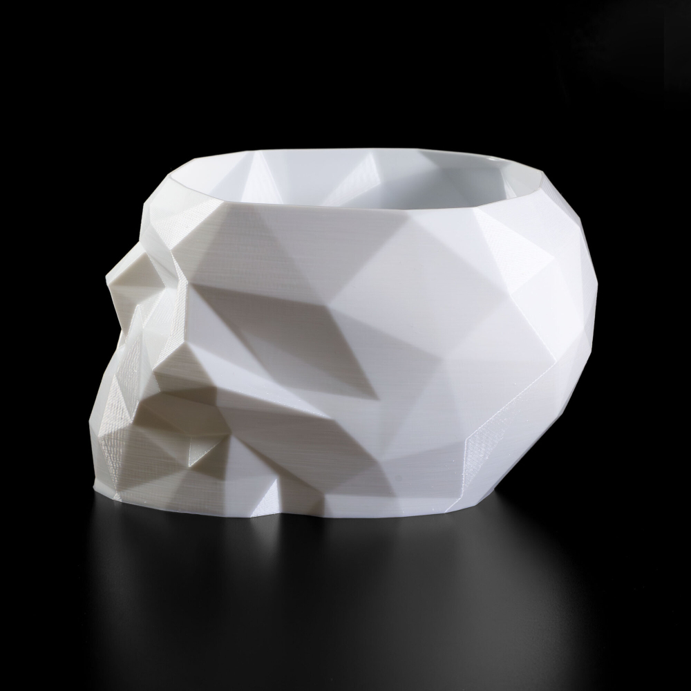 Череп-Ваза для конфет/карандашей, полигональная, 3D печать, белая
