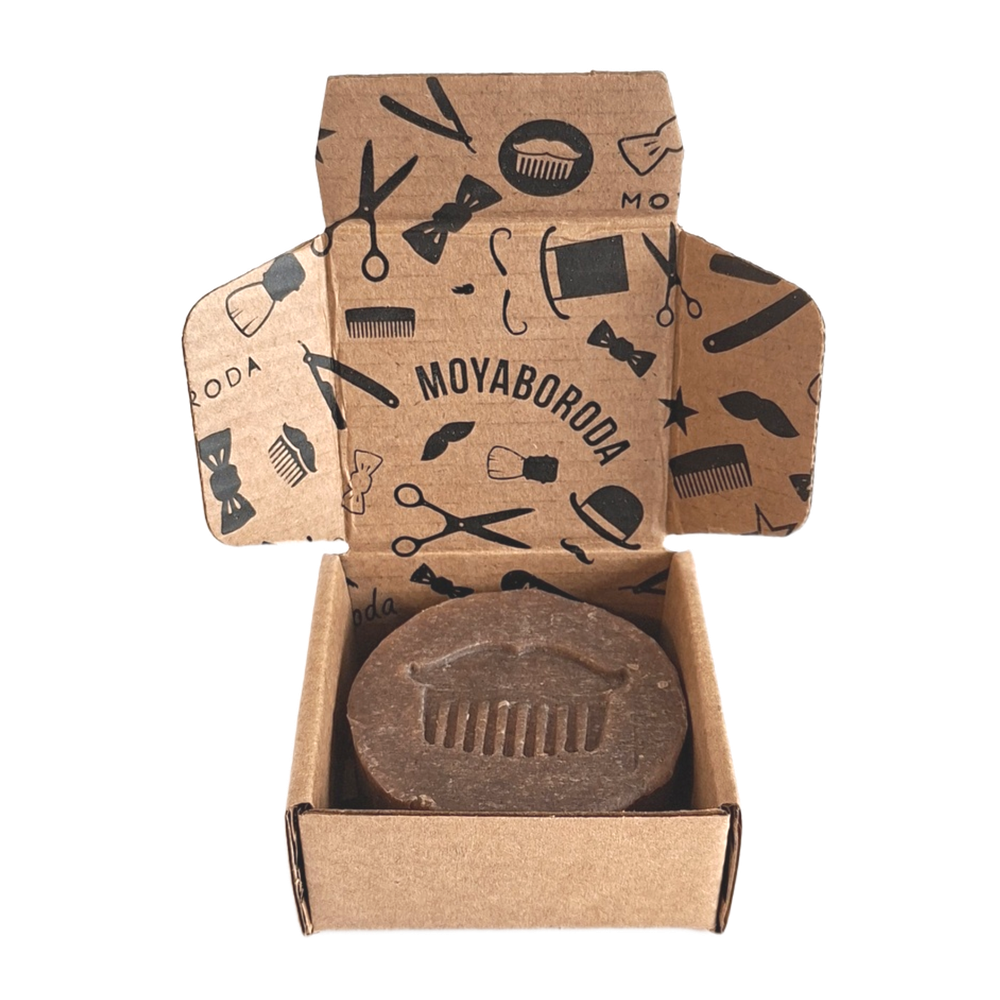 Мыло-шампунь для роста бороды и волос MOYABORODA "GINGER ALE" (органик, твердое, аромат: имбирный пряник)
