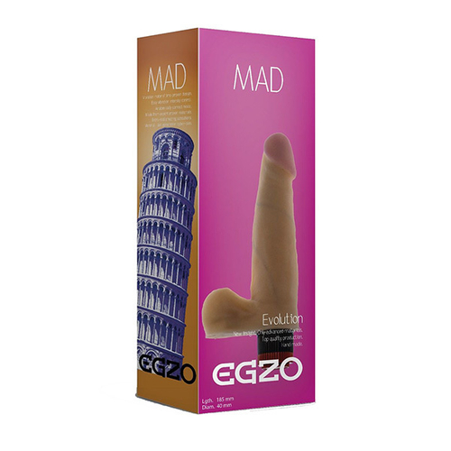 Телесный реалистичный мультискоростной вибратор 18,5см Egzo Mad Tower