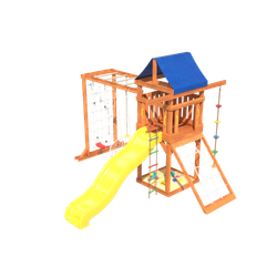 Детская площадка Fun Land с модулем сетка-рукоход, мини сеткой, подвесным креслом и качелями