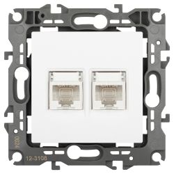 Розетка ЭРА Серия 12 12-3108-01М информационная двойная 2XRJ45 белый матовый | Эра 12