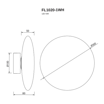 Бра luminosa FL1020-1WH, LEDх1