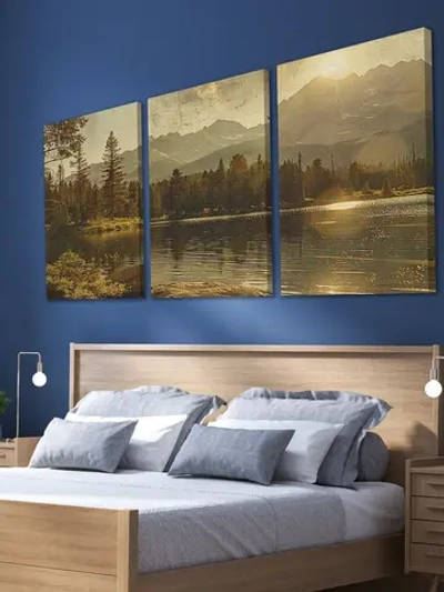 Интерьерная картина "Лес у реки" 150х70см