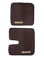 Ковры MAN TGX с 1-м ящиком (механика) (экокожа, коричневый, черный кант, бежевая вышивка)