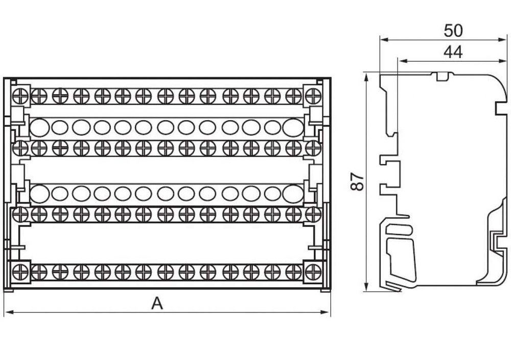 Шины на DIN-рейку в корпусе (кросс-модуль) ШНК 4х7 100А 3L+PEN IEK