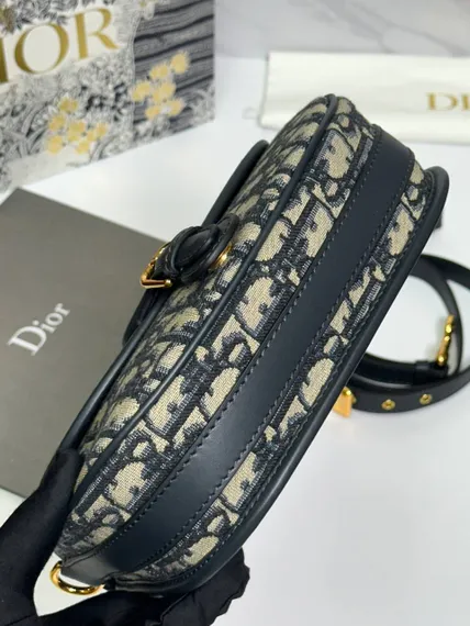 Сумка Dior Bobby синий жаккард Oblique