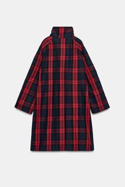 ZARA ТРЕНЧ МИДИ В КЛЕТКУ ZW COLLECTION, КРАНСЫЙ/ТЕМНО-СИНИЙ