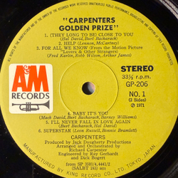 Виниловая пластинка Carpenters ‎– Carpenters Golden Prize LP