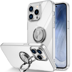 Чехол силиконовый с кольцом держателем для Samsung S21, прозрачный