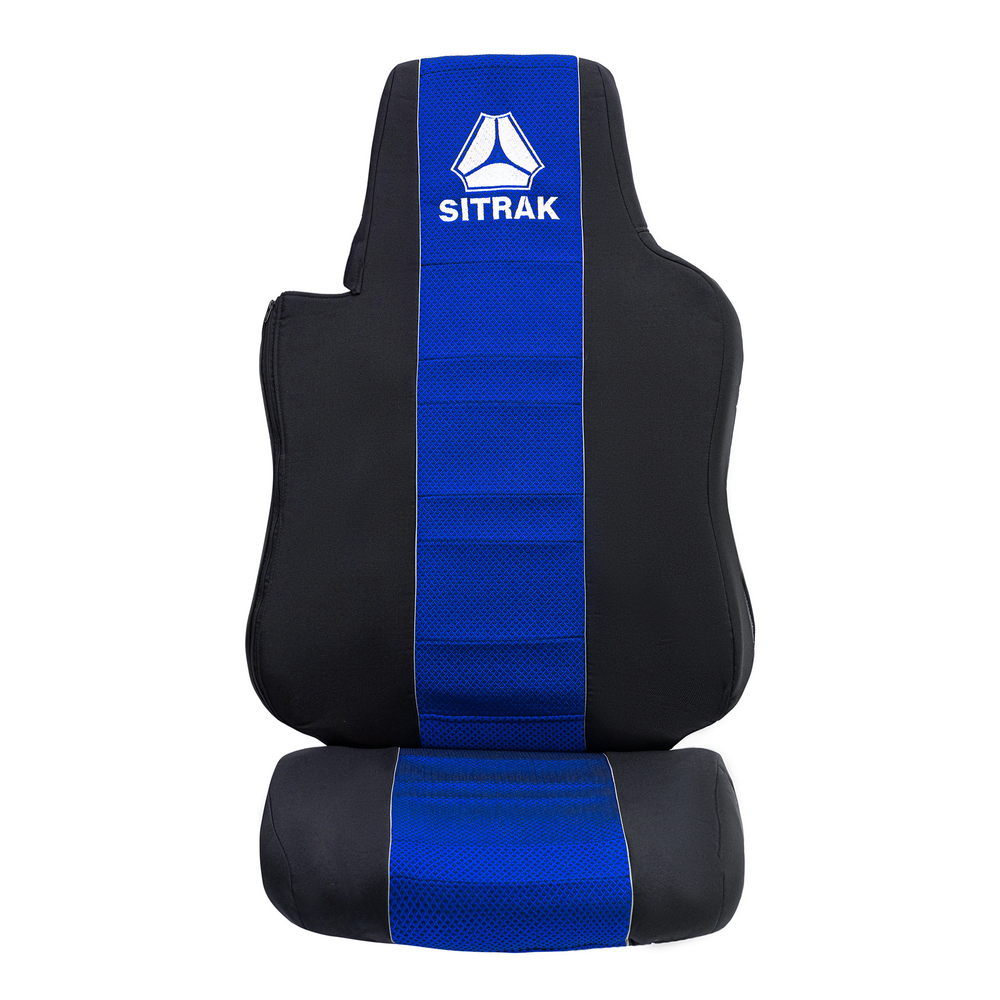 Чехлы SITRAK C7H (полиэфир, черный, синяя вставка)