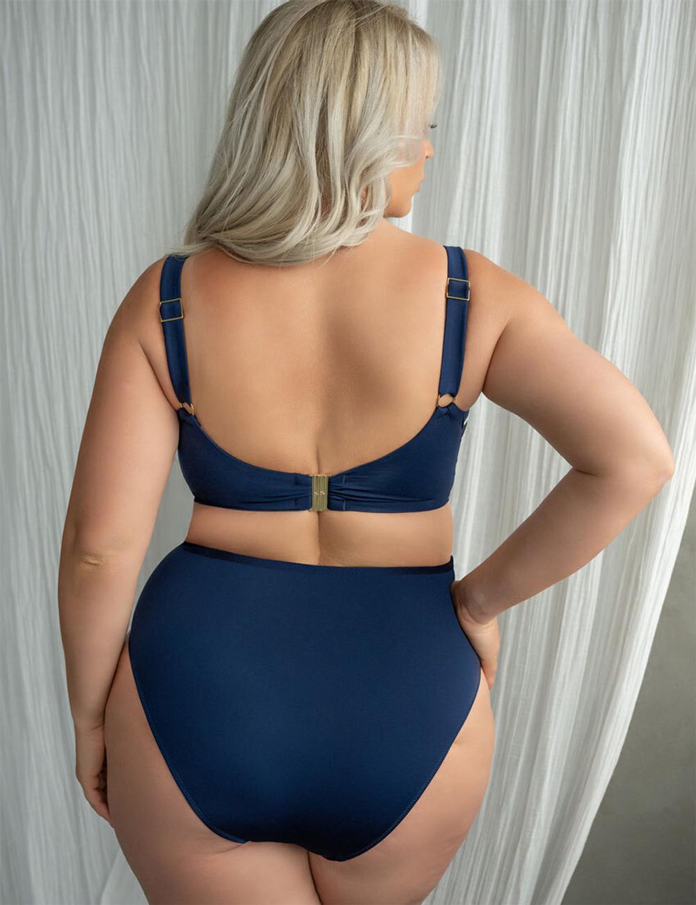 Плавки Kris Line Santorini слипы High Waist (синий/белый)
