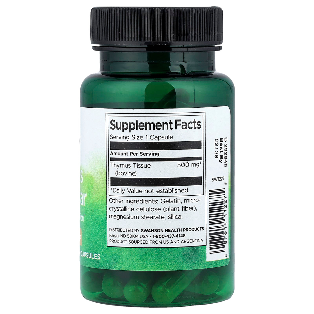 Swanson Vitamins, Вилочковая железа, 500 мг, 60 капсул