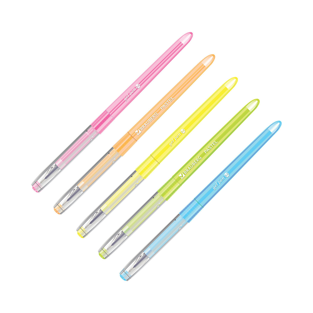 Ручка гелевая BRAUBERG DIAMOND PASTEL, СИНЯЯ, корпус ассорти, игольчатый узел 0,5 мм, линия письма 0,25 мм, 144133