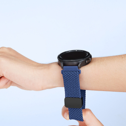 Эластичный ремешок синего цвета (Storm Blue) от Dux Ducis для смарт часов Samsung Galaxy Watch 45 и 46мм (размер крепления 22мм), серия Strap (Mixture Pro Series)
