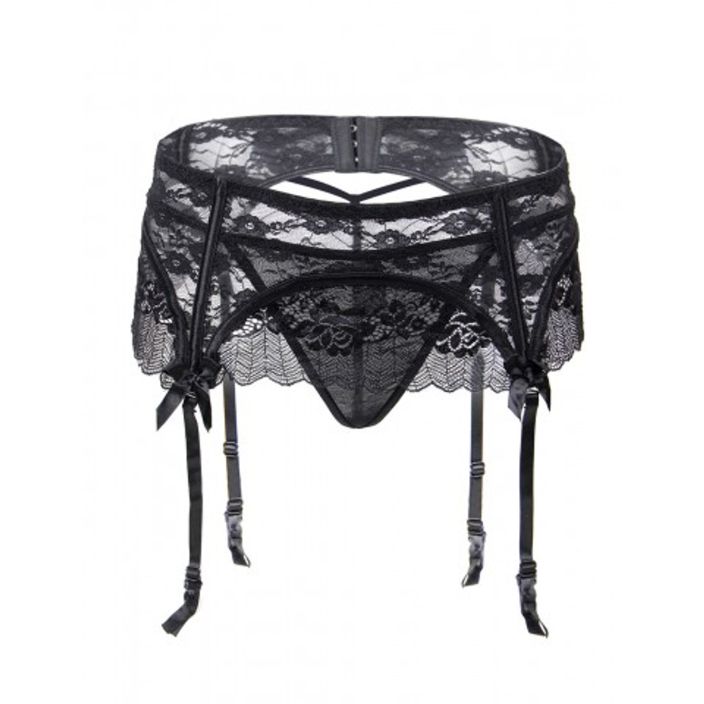 Кружевной пояс для чулок Black Sexy Lace, 3XL