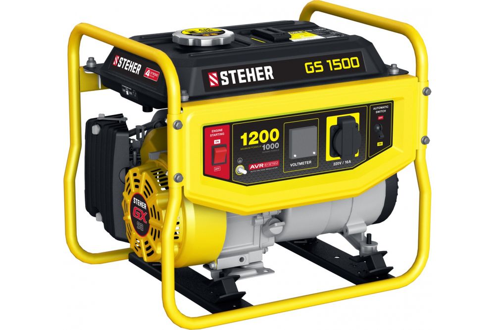 Генератор STEHER бензиновый 1200 Вт GS-1500