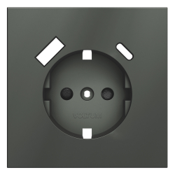 Накладка для розетки с заземлением и защитными шторками, с USB A+C, S70 (титан)