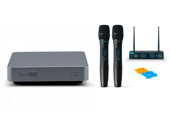 Комплект караоке на базе Evobox Premium Graphite с микрофоном Evolution SE-200D