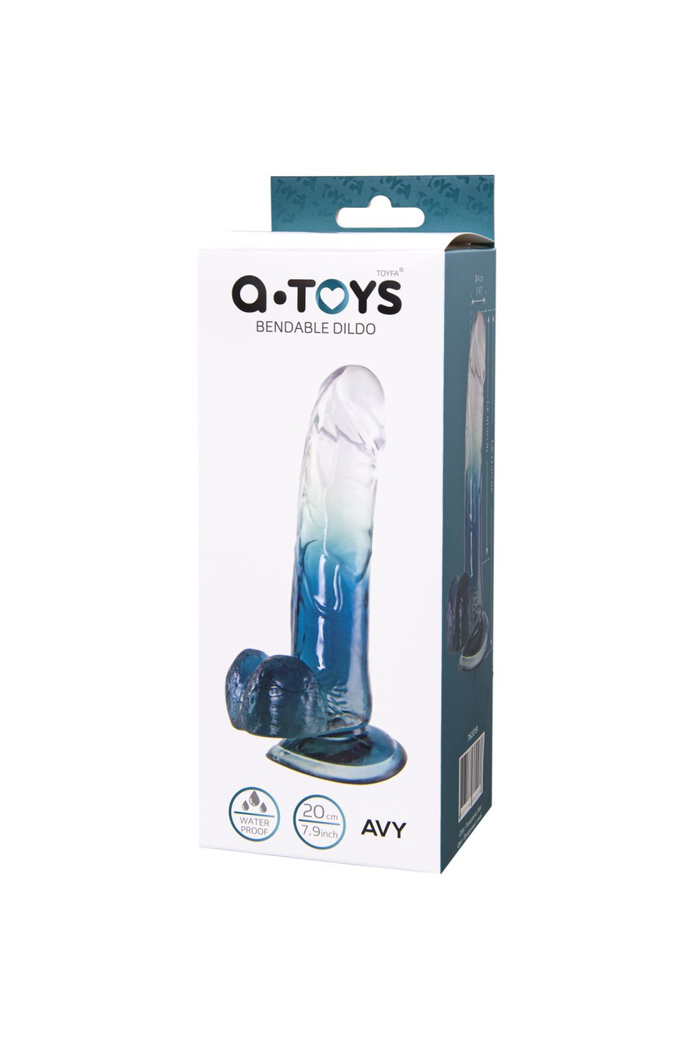 A-Toys by TOYFA Avy - Фаллоимитатор, TPE, прозрачный синий, 20 см