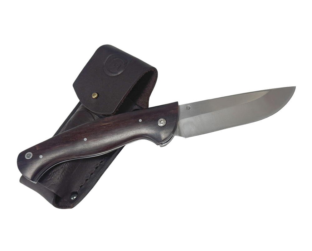 Нож складной Сибиряк, кованая сталь М390, рукоять карельская берёза